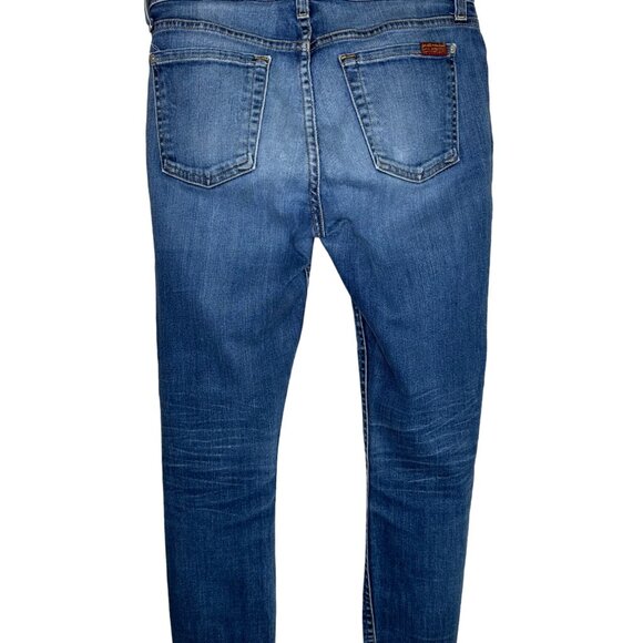 7 For All Mankind Raw Hem Ankle Skinny Jeans Size 27 Medium Wash Mid Rise - Picture 6 of 11